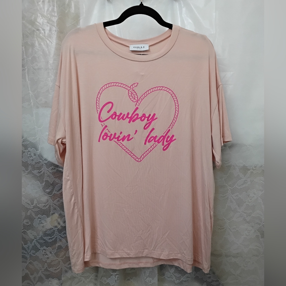 Gilli Peach Cowboy Lovin' Lady Tee